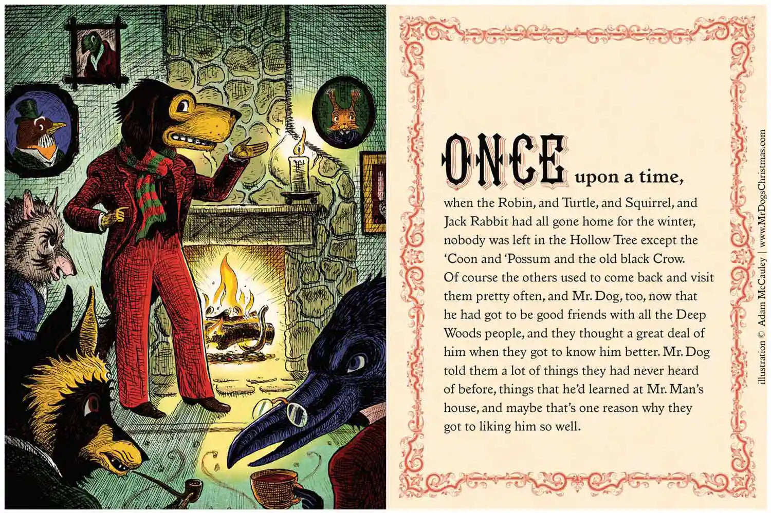 Inside Mr. Dogs Christmas illustrated storybook