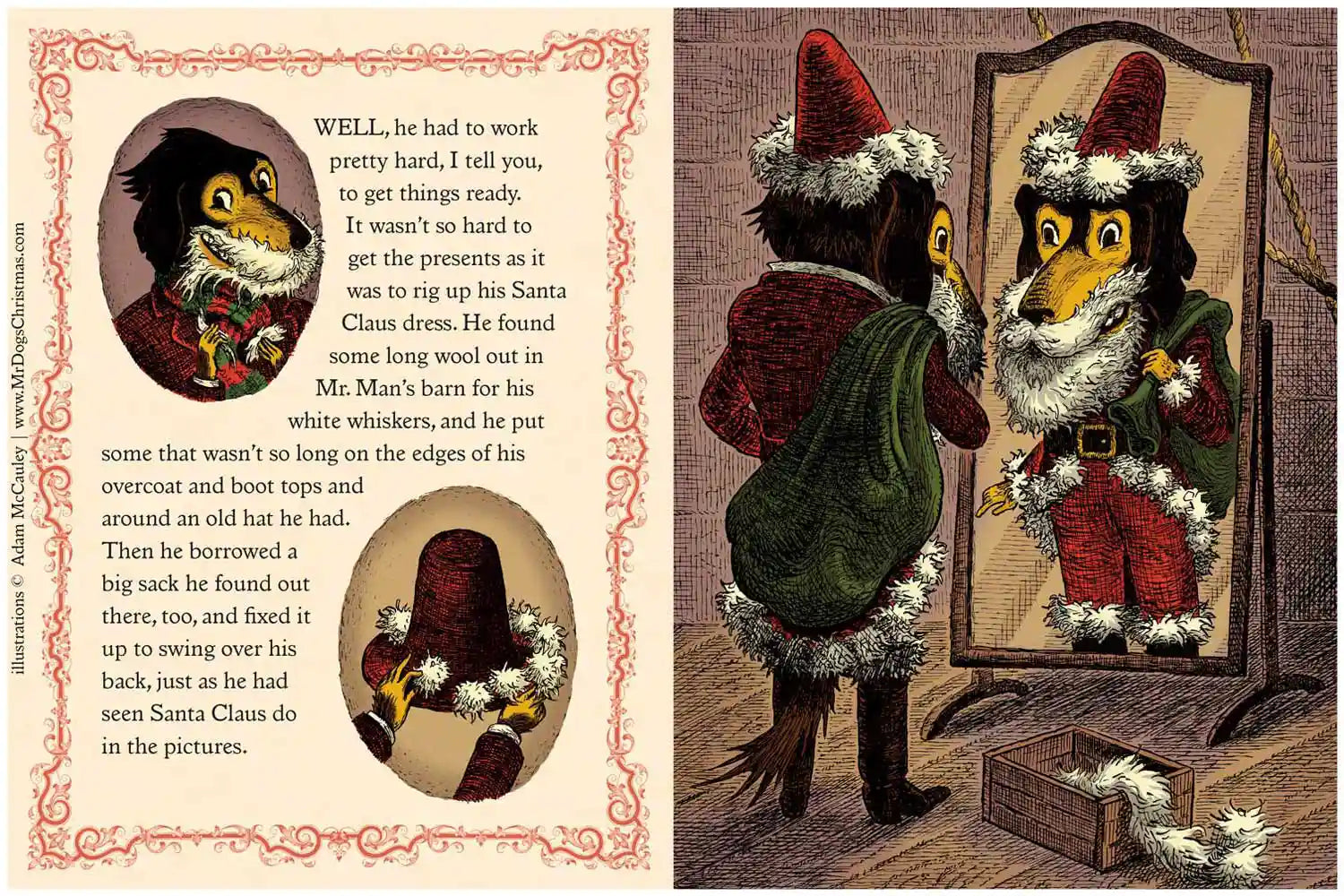 Inside Mr. Dogs Christmas illustrated storybook